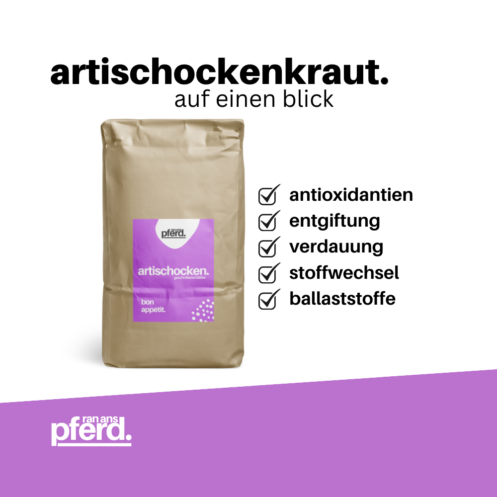 Artischocken für Pferde kaufen Artischockenkraut online im Pferdeshop ran-ans-pferd.de