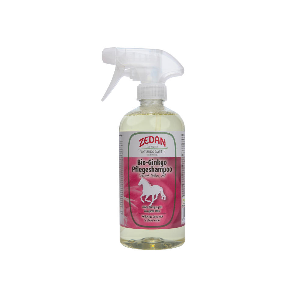 ZEDAN® Bio-Ginkgo Pflegeshampoo für Pferde Pflegeprodukte für Pferdepflege jetzt für Dein Pferd Pony und altes Pferd onlinekaufen ran-ans-pferd.de